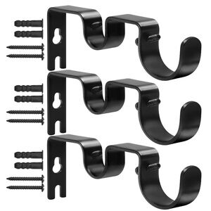 Black Metal Curtain Rod Brackets 4 sets (8 unopened)